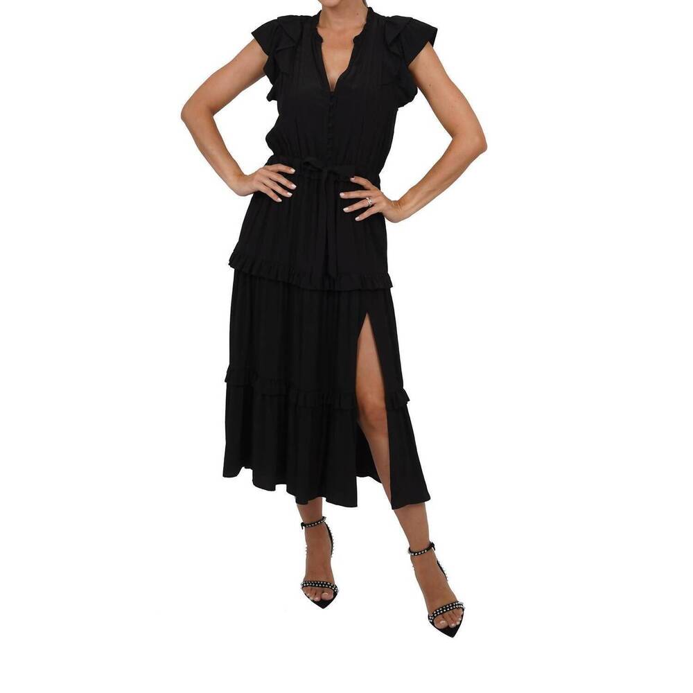 NEW LOVE TOKEN sadie midi dress in black